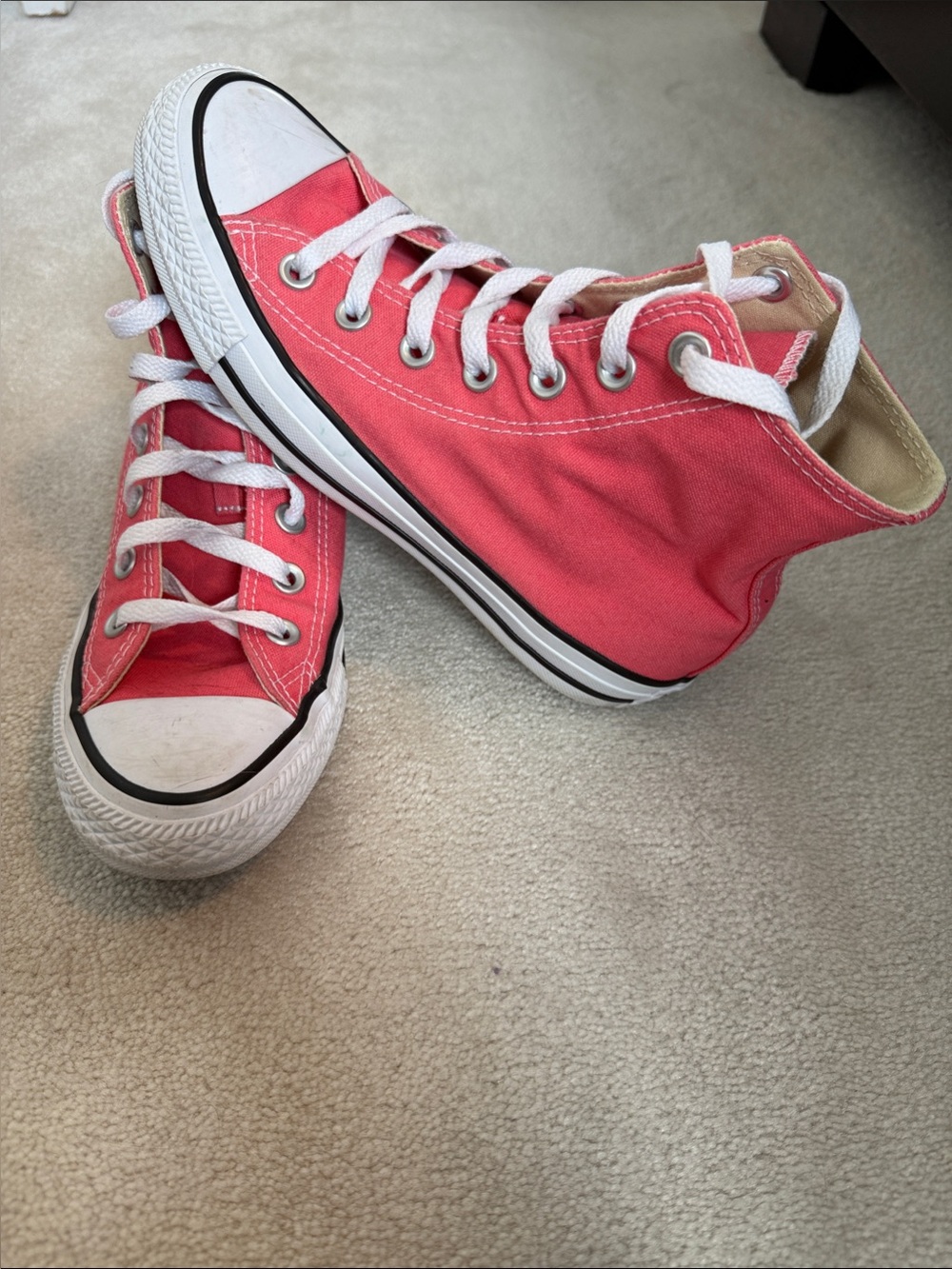 Converse High-Top Canvas Sneakers in Coral